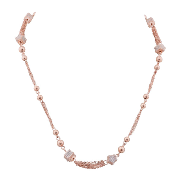Rose Gold Beaded Tassel Necklace