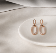 Rose Gold Oval Drop Earrings