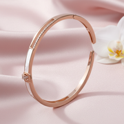 Elegant Rose Gold Plated Mother of Pearl Buckle Cuff