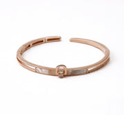Elegant Rose Gold Plated Mother of Pearl Buckle Cuff