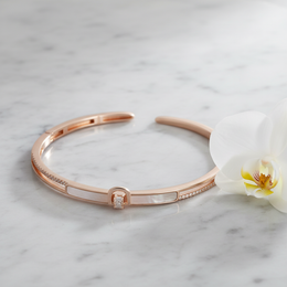 Elegant Rose Gold Plated Mother of Pearl Buckle Cuff