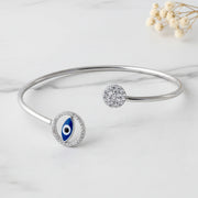 Evil Eye Crystal Open Cuff Bracelet
