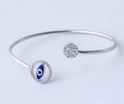 Silver Open Cuff Bracelet with Evil Eye