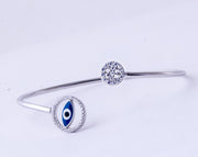 Silver Open Cuff Bracelet with Evil Eye