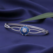 Blue Floral Crystal Twist Bracelet
