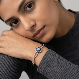 Azure Bloom 925 Sterling Silver Diamond Bangle Jewellery