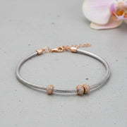 Dual Tone Crystal Charm Bracelet