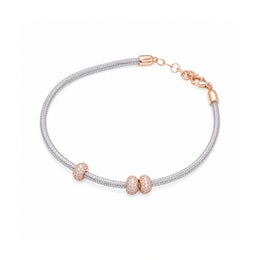 Dual Tone Crystal Charm Bracelet