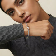 Dual tone mesh bracelet with rose gold crystal charms and adjustable clasp, elegant minimal jewelry for women
