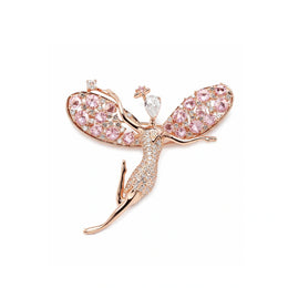 Pink Crystal Fairy Brooch Pin