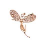Pink Crystal Fairy Brooch Pin