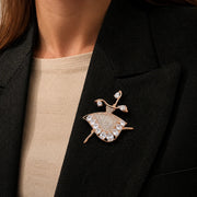 Rose gold crystal fairy brooch pin with sparkling stones and elegant wing design
