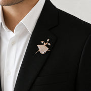 Rose gold crystal fairy brooch pin with sparkling stones and elegant wing design
