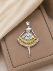 Crystal Ballerina Dress Brooch Pin
