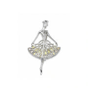 Crystal Ballerina Dress Brooch Pin