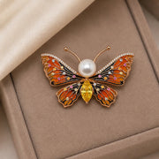 Amber Crystal Butterfly Brooch Pin