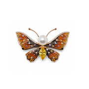 Amber Crystal Butterfly Brooch Pin