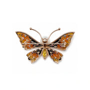 Amber Crystal Butterfly Brooch Pin