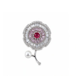 Radiant Crystal Floral Brooch Pin