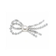 Pearl Crystal Bow Brooch Pin