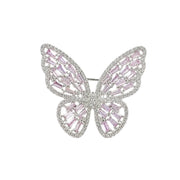 Pink Crystal Butterfly Brooch Pin
