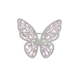 Pink Crystal Butterfly Brooch Pin