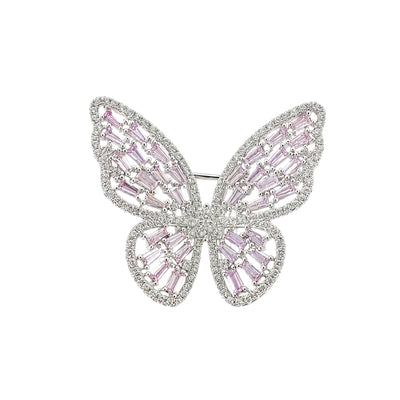 Pink Crystal Butterfly Brooch Pin