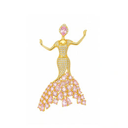 Elegant Pink Crystal Dancer Brooch