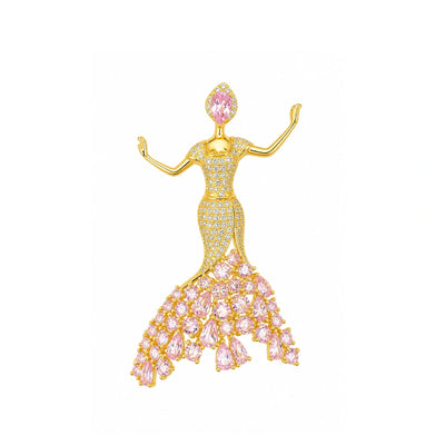 Elegant Pink Crystal Dancer Brooch