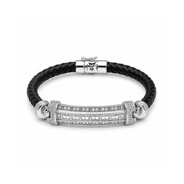 Crystal Bar Leather Bracelet