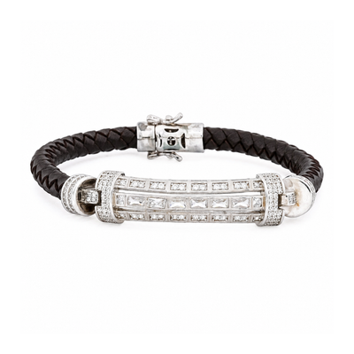 Crystal Bar Leather Bracelet