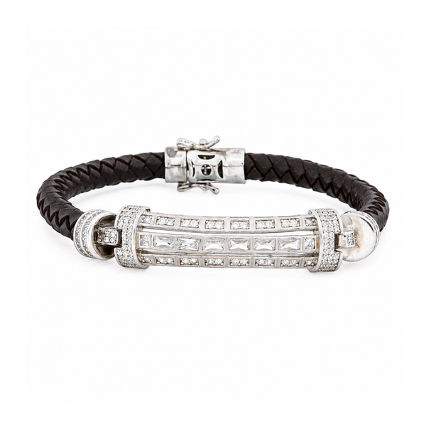 Crystal Bar Leather Bracelet