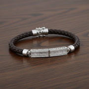 Diamond Bar Leather Bracelet