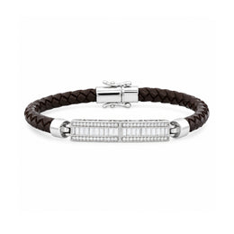 Diamond Bar Leather Bracelet