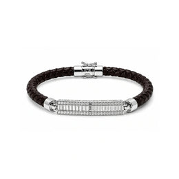 Diamond Bar Leather Bracelet