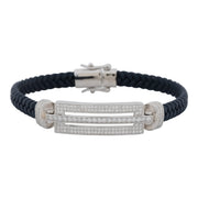 Luxe Pave Diamond-Cut Sterling Silver & Leather Bracelet