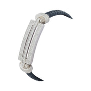 Luxe Pave Diamond-Cut Sterling Silver & Leather Bracelet