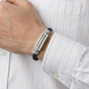 Luxe Pave Diamond-Cut Sterling Silver & Leather Bracelet