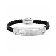 Black Leather Crystal Bar Bracelet
