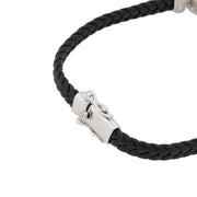 Black Leather Crystal Bar Bracelet