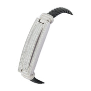 Luxe Pave Diamond Silver & Leather Men's ID Bracelet