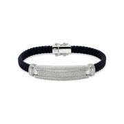 Black Leather Crystal Bar Bracelet