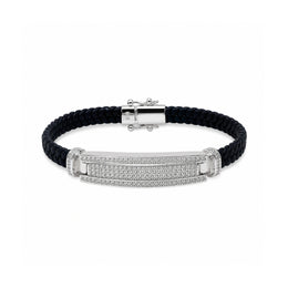 Black Leather Crystal Bar Bracelet