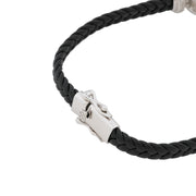 Luxe Pave Diamond Silver & Leather Men's ID Bracelet
