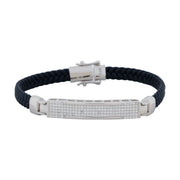 Black Braided Leather & Pave Diamond Sterling Silver Bracelet