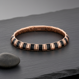 Rose Gold Vermeil & Black Enamel Segmented Bangle