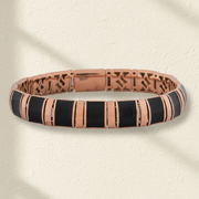 Articulated Rose Gold & Black Enamel Bangle - 925 Silver