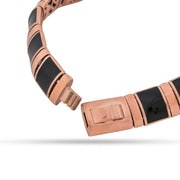 Articulated Rose Gold & Black Enamel Bangle - 925 Silver