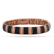 Articulated Rose Gold & Black Enamel Bangle - 925 Silver