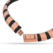 Rose Gold & Black Enamel Rhythm Link Bangle - 925 Silver